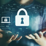Security icons over a person