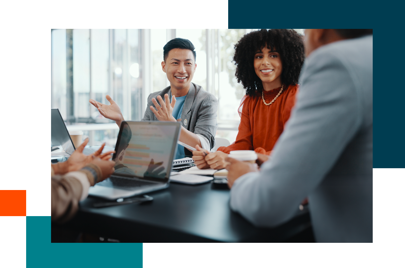 People discussing change management in a board room