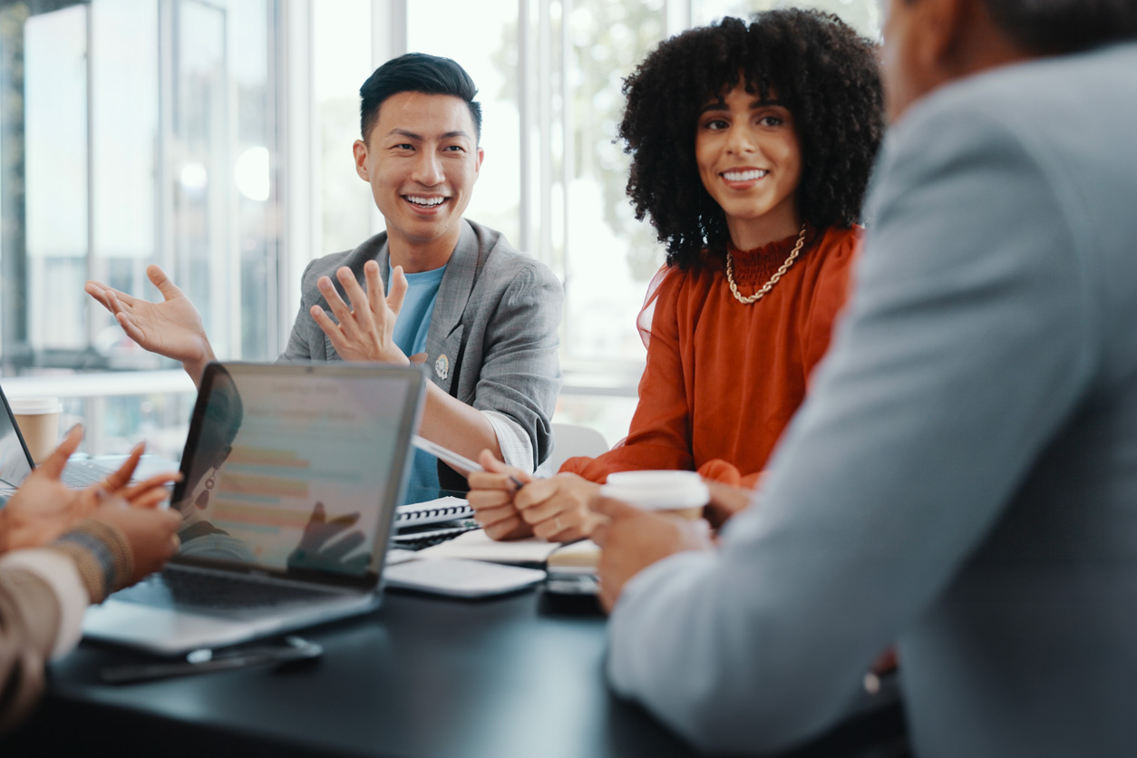 People discussing change management in a board room