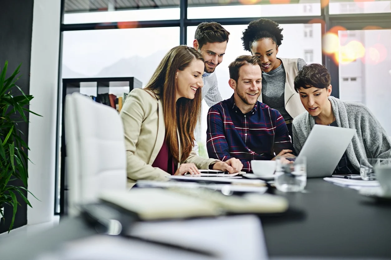 people collaborating in a board room